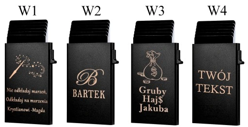 PORTFEL Etui na Karty PREZENT DLA NIEJ DLA NIEGO TATY URODZINY + GRAWER