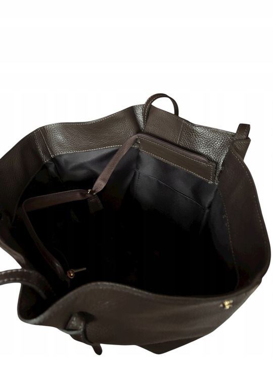 Torebka damska VERA PELLE skórzana SHOPPER ŁÓDKA na ramię BRĄZ CZEKOLADOWY