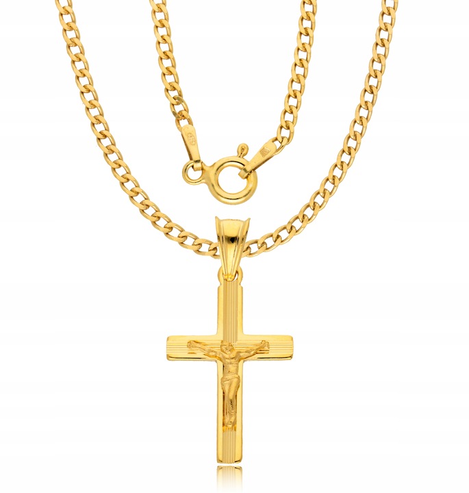 Złoty Łańcuszek 925 Krzyżyk Męski Grawer Dzień Taty Komunia