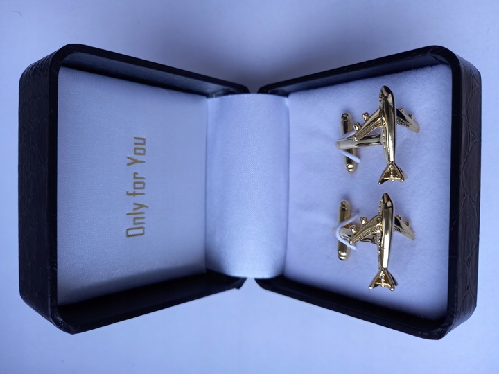 Złote spinki do mankietów Exciting Samolot Boeing Embraer Bombardier Airbus