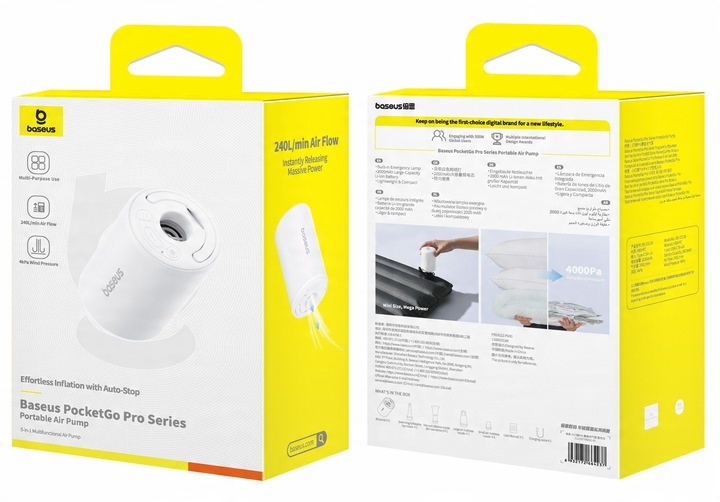 BASEUS POMPKA ELEKTRYCZNA BEZPRZEWODOWA DO MATERACY KÓŁEK DMUCHAŃCE LATARKA