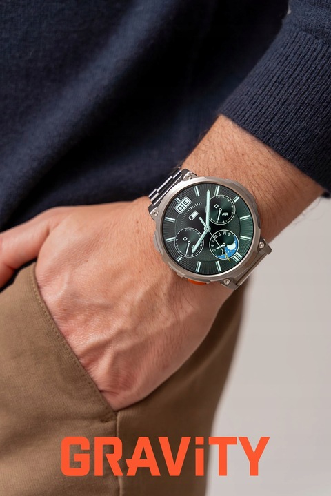 DUŻY zegarek męski SMARTWATCH GRAVITY z ROZMOWAMI DUŻA BATERIA 730mAh 1.85"