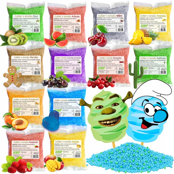 Cukier 12x 100g Do Waty Kolorowy w Saszetkach Wariant 2 + Dodatki