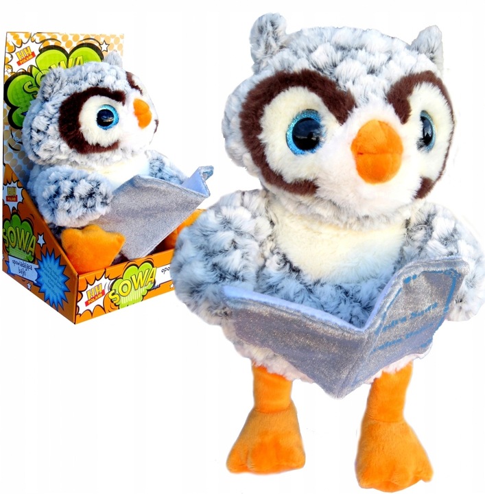PLUSZOWA SOWA MASKOTKA INTERAKTYWNA MÓWI OPOWIADAJĄCA 3 BAJKI POLSKIE