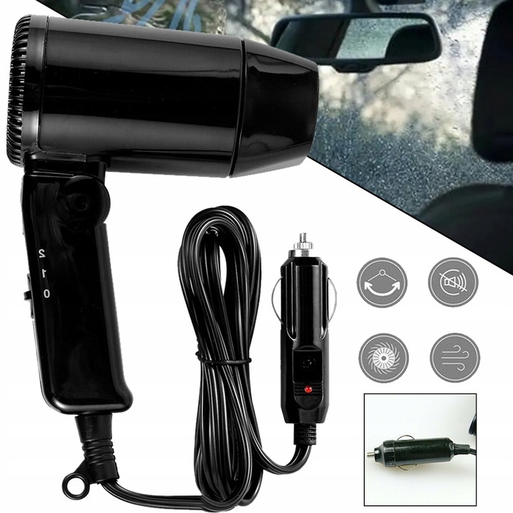 SUSZARKA DO WŁOSÓW, PRZENOŚNA SUSZARKA DO WŁOSÓW 12 V NA GORĄCO I ZIMNO