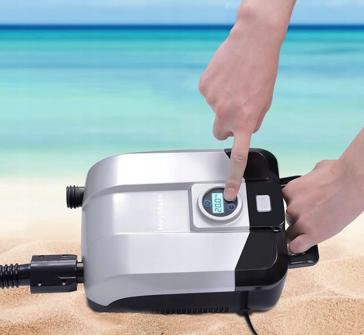 Mocna Pompka Elektryczna z Wyświetlaczem LCD + 5 adapterów do SUP Pontonów