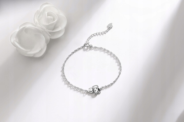 Bransoletka srebrna rodowana kotek dla dziewczynki srebro 925