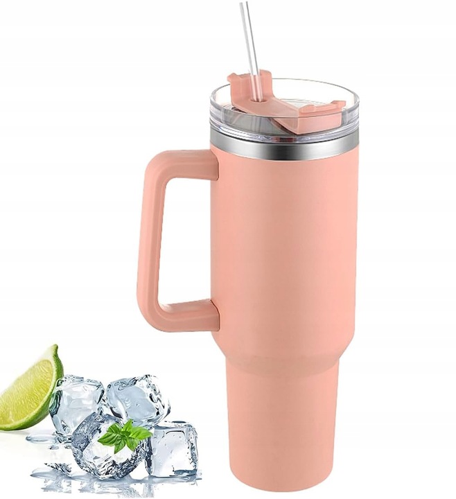 DUŻY Iceflow Kubek Termiczny do samochodu 40OZ z Straw różowy 1200ML