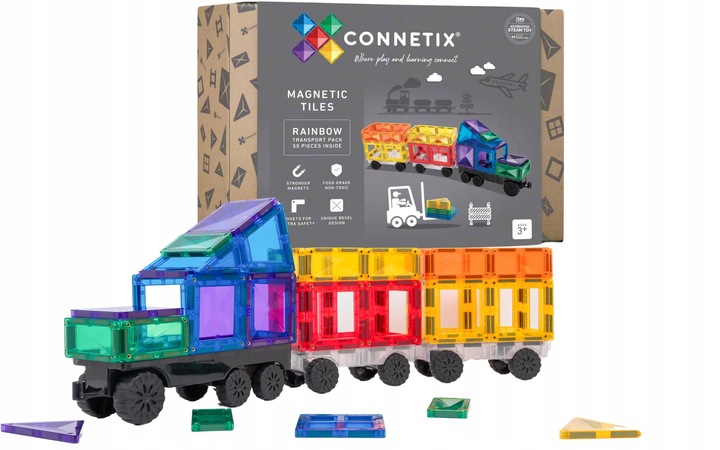 Connetix: klocki magnetyczne pociąg Transport Pack 50 el