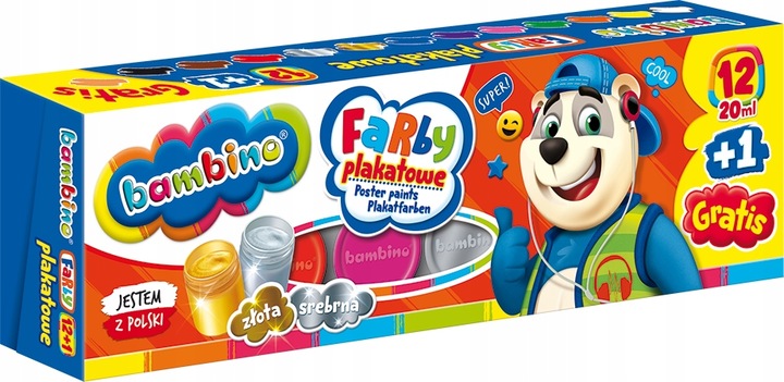 BAMBINO FARBY PLAKATOWE 12 KOL + 1 GRATIS 20 ML