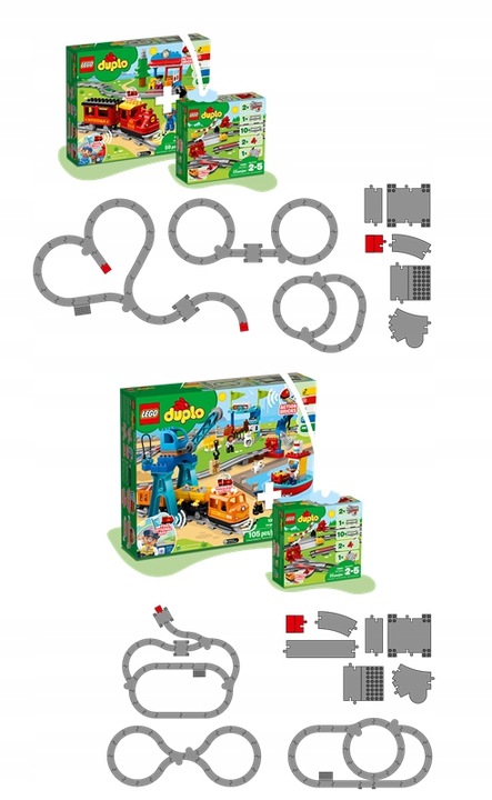 KLOCKI LEGO DUPLO WIADUKT 10872 i TORY 10882 DO POCIĄGU 10874 10875 + TORBA