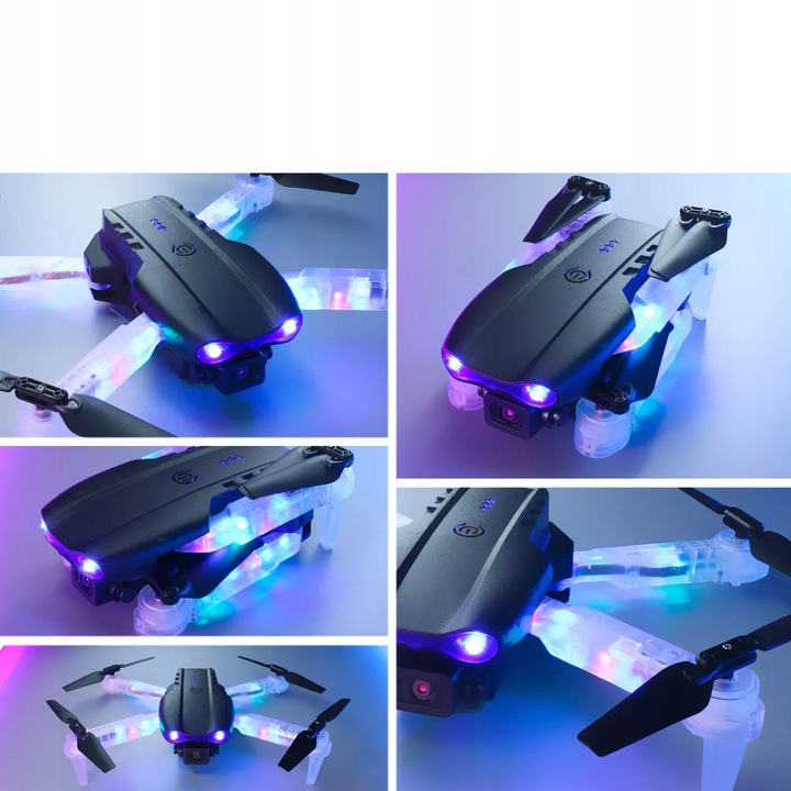E99D DRON Z PODWÓJNE KAMERY ZABAWKA SKŁADANIE CZTEROOSIOWE Z ŚWIATŁO LED