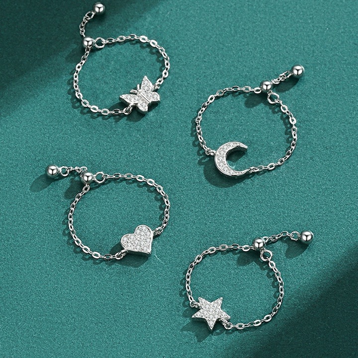 Fraise pierścionek regulowany księżyc S925 z cyrkoniami