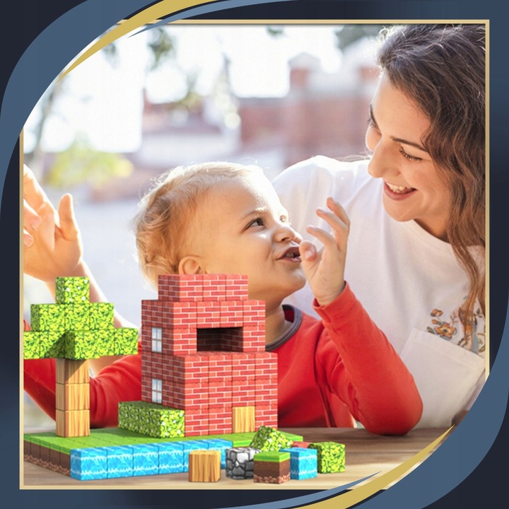 KLOCKI MAGNETYCZNE Sześciany Piksele Dla dzieci 200 KLOCKÓW + 2 LUDZIKI