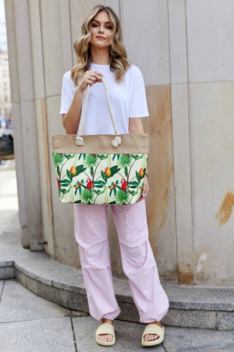 Torba Plażowa Duża Zapinana Na Zamek Torebka Shopper z Podszewką Piknik XXL