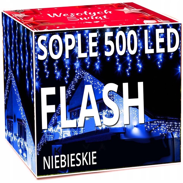 SOPLE FLASH 500 LED ZEWNĘTRZNE CHOINKOWE lampki NIEBIESKIE z Flashem