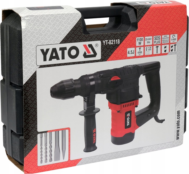 Młot udarowy SDS Plus sieciowe Yato 4,5 J 1100 W 230 V