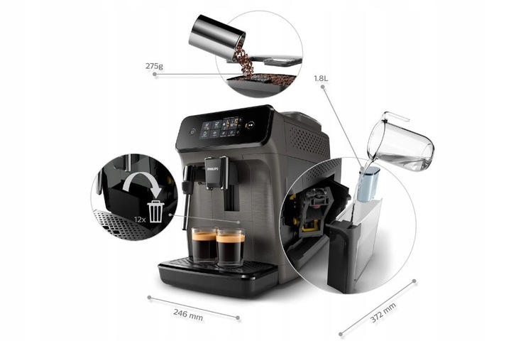 AUTOMATYCZNY EKSPRES CIŚNIENOWY DO KAWY Z MŁYNKIEM PHILIPS EP1224/00 CZARNY