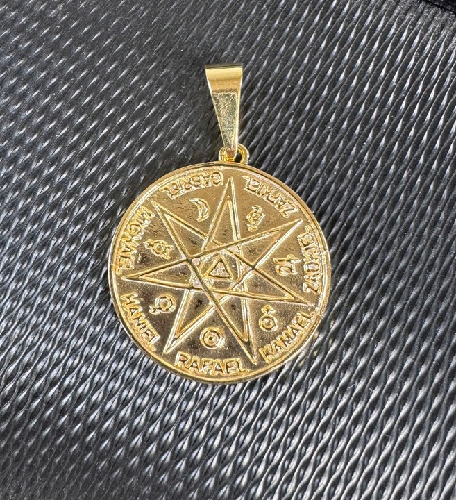 PIECZĘĆ SIEDMIU ARCHANIOŁÓW TALIZMAN ANIOŁÓW SREBRO 925 POZŁACANY ZAWIESZKA