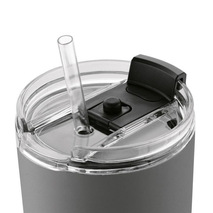 KUBEK TERMICZNY ze słomką PRÓŻNIOWY SZARY DUŻY Konighoffer Davos 1200 ml