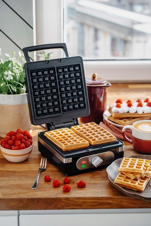 DUŻA SOLIDNA GOFROWNICA 2000W XXL 2 CHRUPIĄCE PUSZYSTE GOFRY DUŻY OPIEKACZ