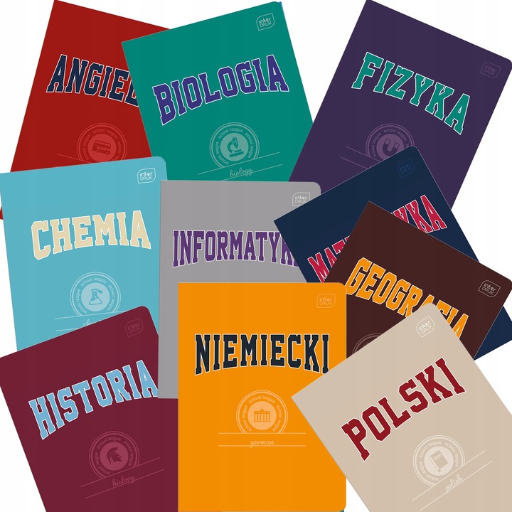 ZESTAW 10 ZESZYTÓW TEMATYCZNYCH PRZEDMIOTOWYCH ZE ŚCIĄGĄ 60k A5 INTERDRUK