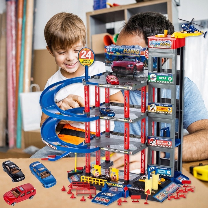 PARKING SAMOCHODOWY GARAŻ ZABAWKA DUŻY WIELOPOZIOMOWY WINDA STACJA MYJNIA