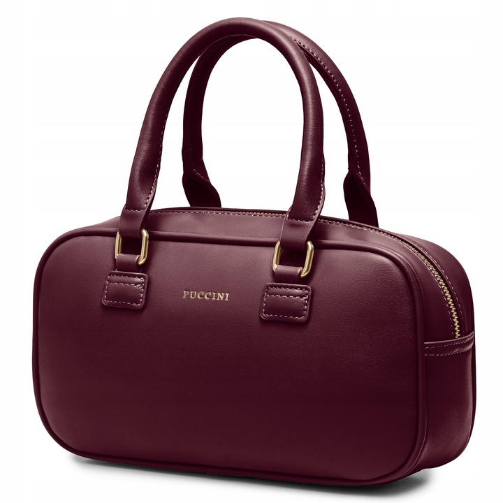 PUCCINI Torebka Damska Mała Kuferek Skóra Ekologiczna Bordowa BK2251019M-3B