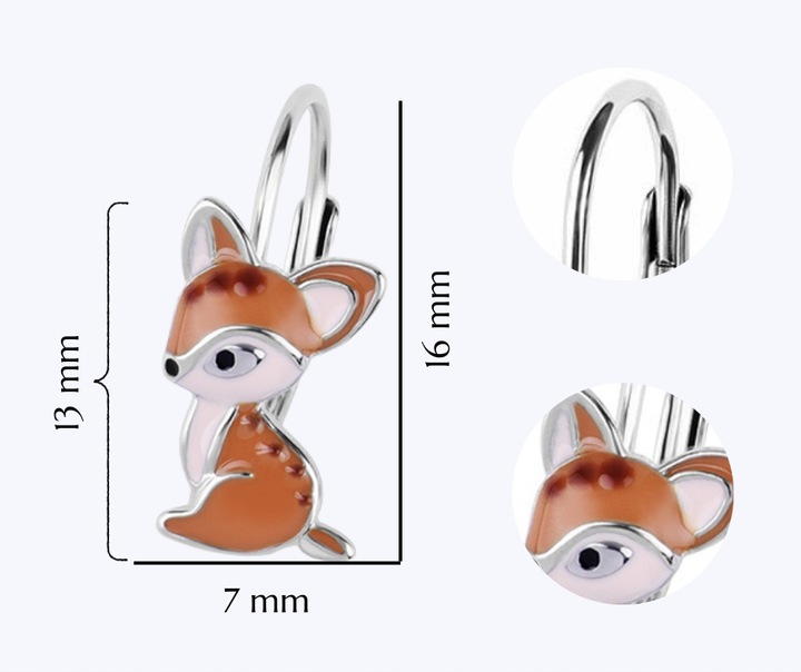 KOLCZYKI SREBRNE DLA DZIEWCZYNKI SARENKA ANGIELSKIE ZAPIĘCIE SARENKI BAMBI