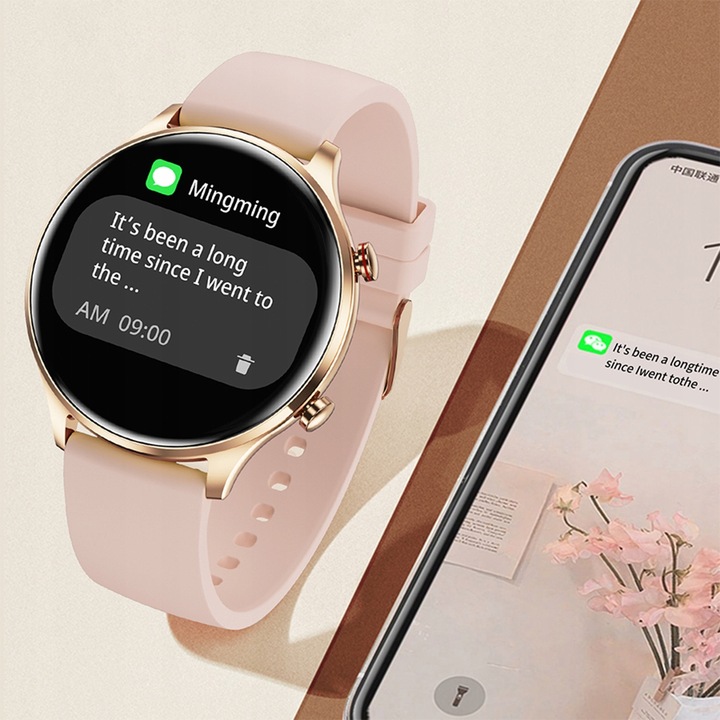 SMARTWATCH DAMSKI Zegarek ROZMOWY CIŚNIENIE POLSKIE MENU 2 paski +SŁUCHAWKI