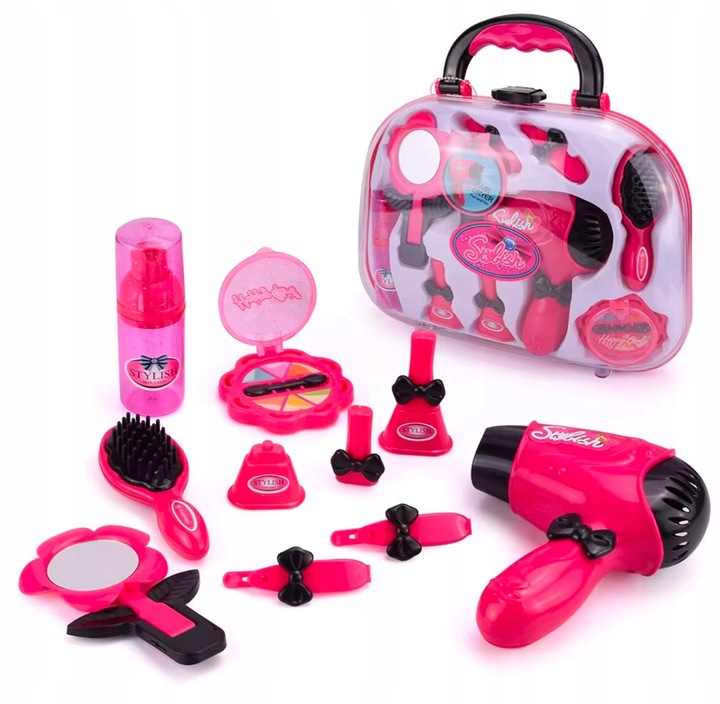 ZESTAW FRYZJERSKI W WALIZCE SALON PIĘKNOŚCI DLA DZIECI SUSZARKA AKCESORIA
