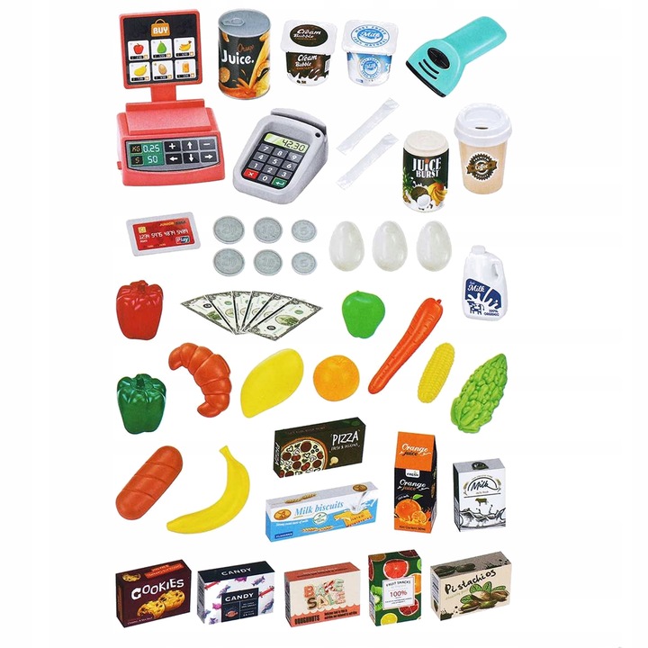 SUPERMARKET SKLEP KASA FISKLANA DLA DZIECI STRAGAN OWOCE KASA KOSZYK MATADI