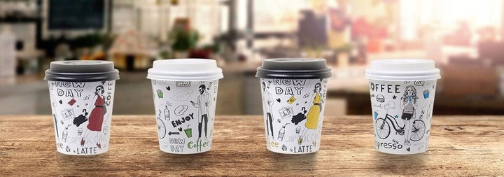 KUBKI PAPIEROWE DO KAWY 250ML NEW DAY + WIECZKA 100 SZTUK (do odsprzedaży)
