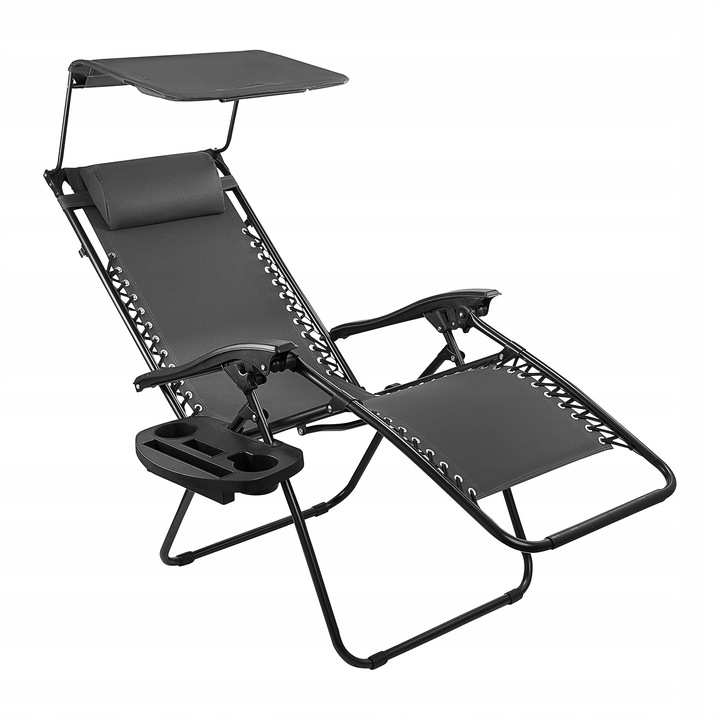 LEŻAK Z DASZKIEM SKŁADANY ZERO GRAVITY PLAŻOWY 2W1 FOTEL OGRODOWY GRATIS-