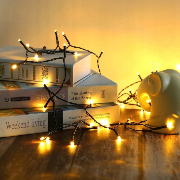 LAMPKI CHOINKOWE 500 LED ŚWIĄTECZNE ZEWNĘTRZNE WEWNĘTRZNE CIEPŁE BIAŁE 35m