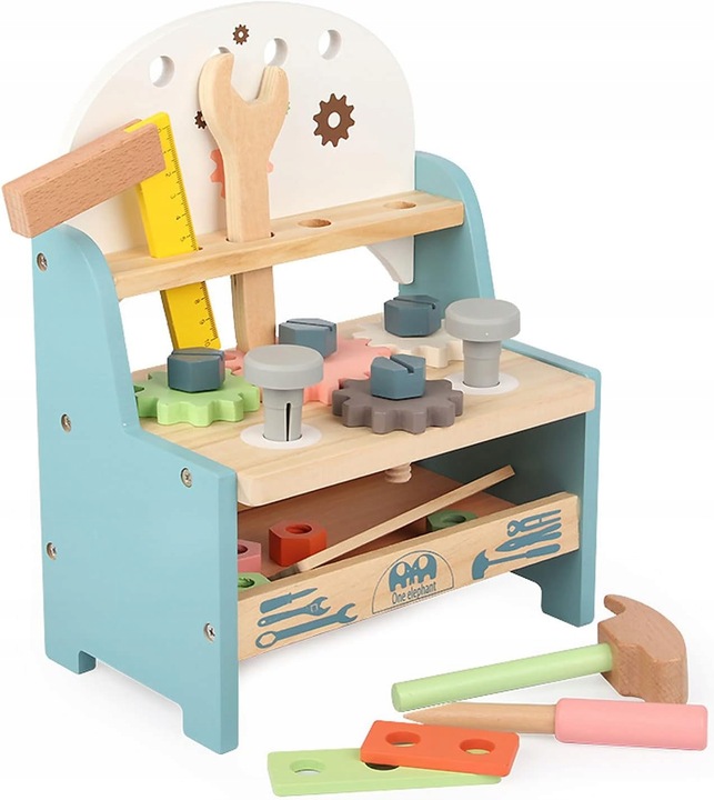 DREWNIANY Warsztat DLA CHŁOPCA Majsterkowicz budowniczy ZESTAW (W072)