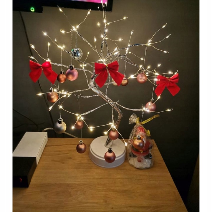 DRZEWKO ŚWIĄTECZNE OZDOBNE ŚWIECĄCE LED 50 CM LAMPKA NOCNA DEKORACJA USB
