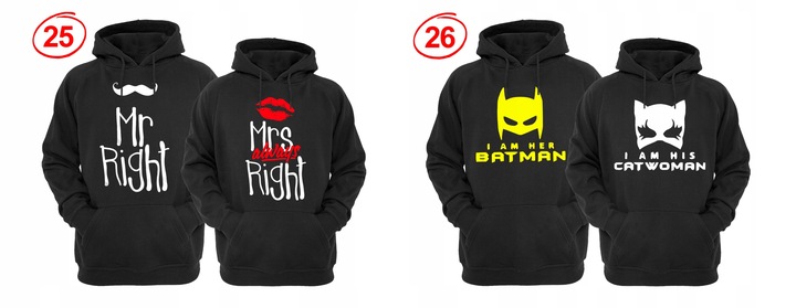 ZESTAW DWÓCH BLUZ Z KAPTUREM DLA ZAKOCHANYCH PAR