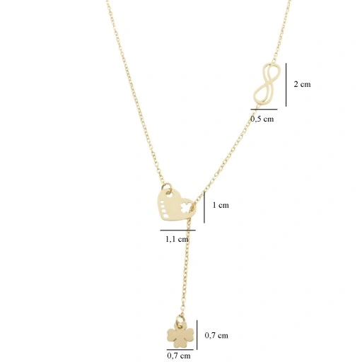 Naszyjnik CELEBRYTKA stal chirurgiczna serduszko przeciagane nieskonczonosc