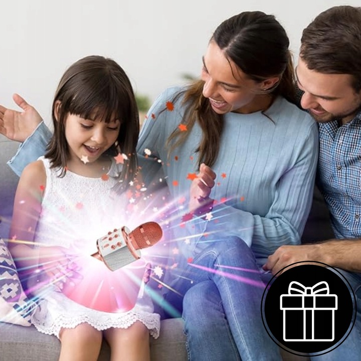 BEZPRZEWODOWY MIKROFON DLA DZIECI ZESTAW DO KARAOKE BLUETOOTH ETUI USB