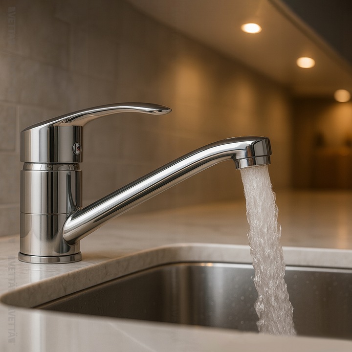 Bateria umywalkowa kuchenna nablatowa długi kran do zlewu chromowa VETTÄ