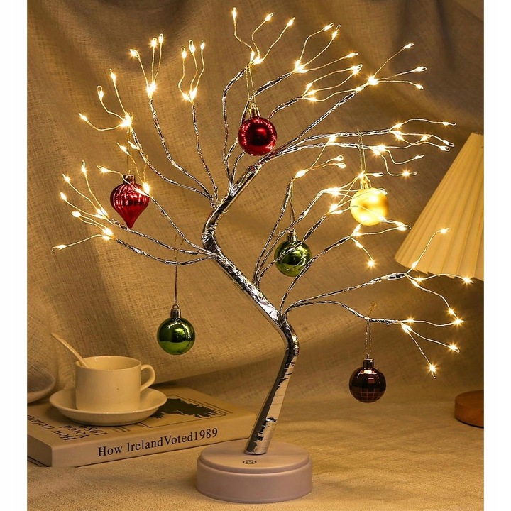 DRZEWKO ŚWIĄTECZNE OZDOBNE ŚWIECĄCE LED 50 CM LAMPKA NOCNA DEKORACJA USB