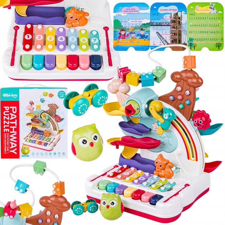 Interaktywny Tor kulkowy GRA MAGNETYCZNA NAKARM PTASZKA CYMBAŁKI PIANINO