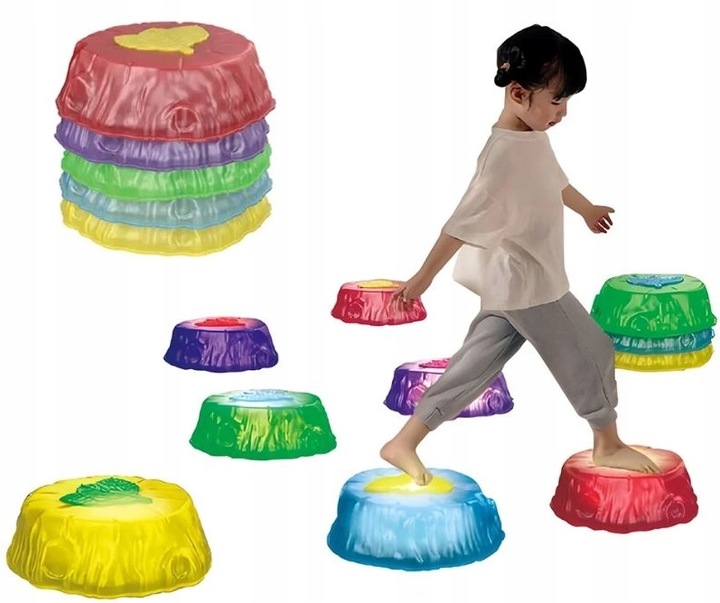 KAMIENIE BALANSUJĄCE SWIECĄCE TRENING RÓWNOWAGI SENSORYCZNE OGRODOWE 10szt.