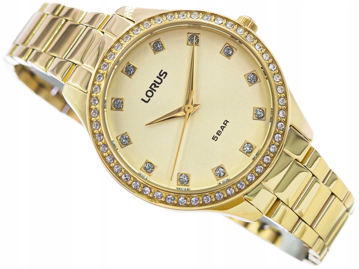 DAMSKI ZEGAREK LORUS RG284RX9 ZŁOTY NA BRANSOLECIE ELEGANCKI 50M