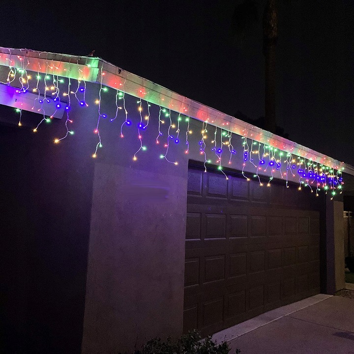 KURTYNA ŚWIETLNA SOPLE ZEWNĘTRZNE 200 LED LAMPKI FLASH MULTIKOLOR