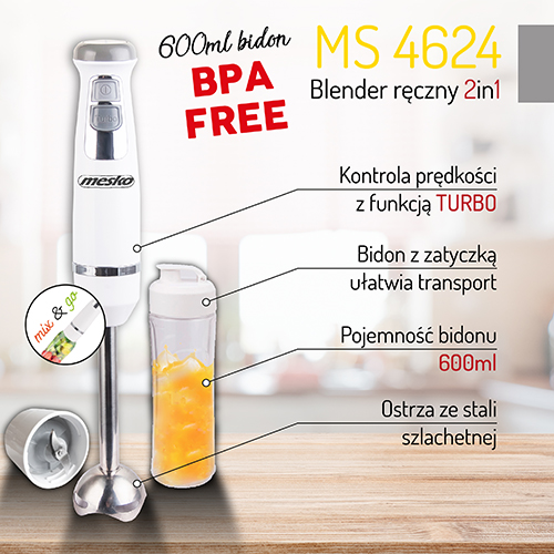 Blender ręczny 2in1 Mesko MS 4624 1000W
