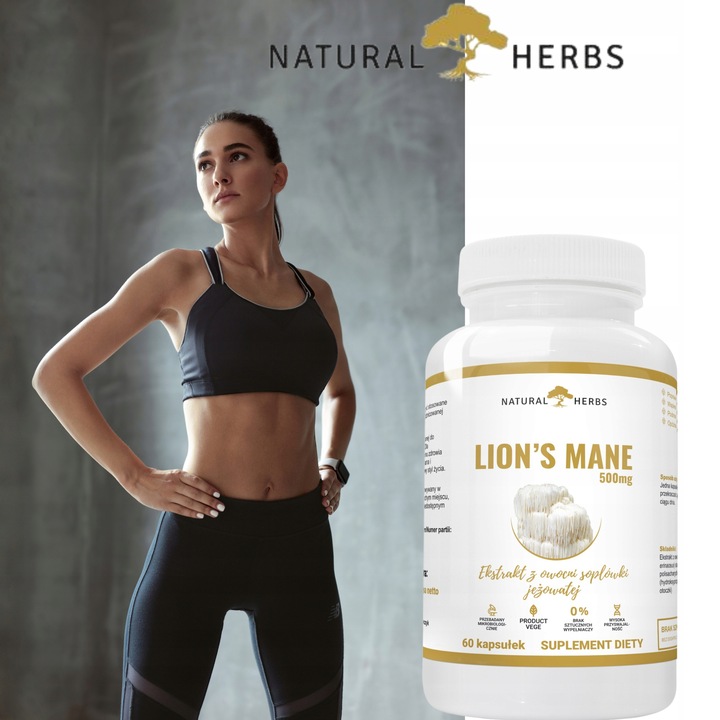 Lions Mane 500mg Soplówka jeżowata PAMIĘĆ 60kap