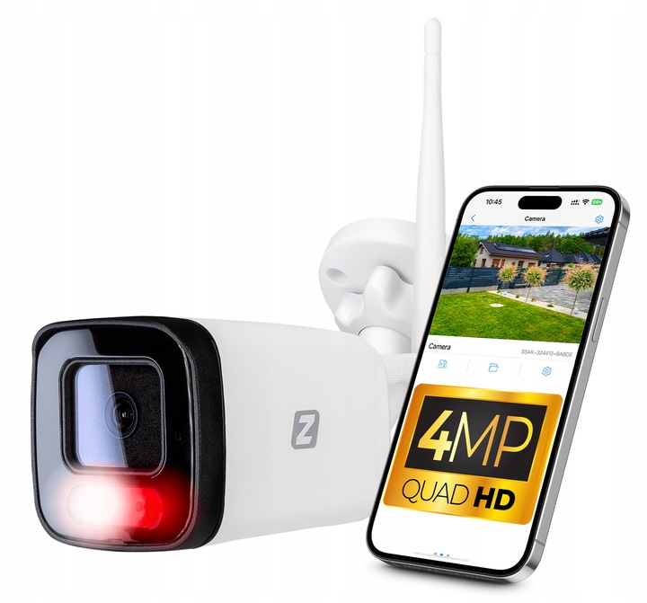 Kamera Zewnętrzna Tubowa IP WiFi 4MPx Powiadomienia, AUDIO 4xZOOM METALOWA