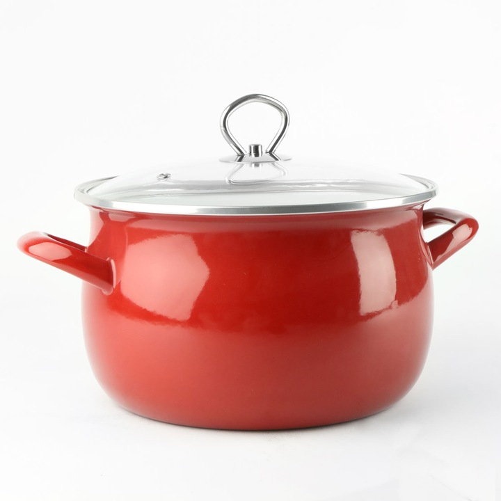 Garnek emaliowany czerwony HELENA 6,5L Gaz Indukcja Tradycyjny